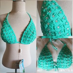 embellished bows bikini top